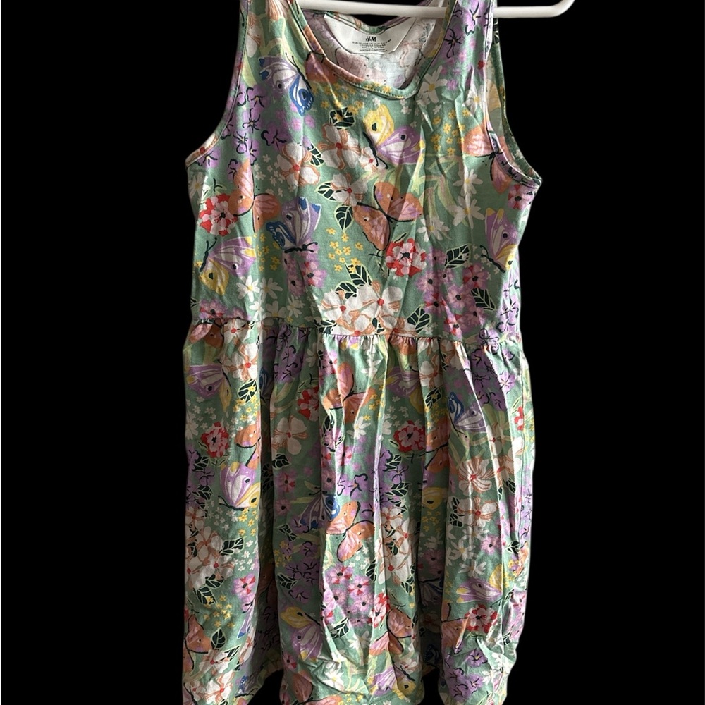 H&M Kids Colorful Floral Butterfly Casual Dress size 6X/7